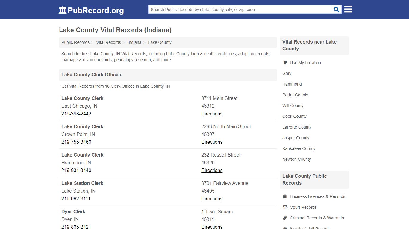 Free Lake County Vital Records (Indiana Vital Records)