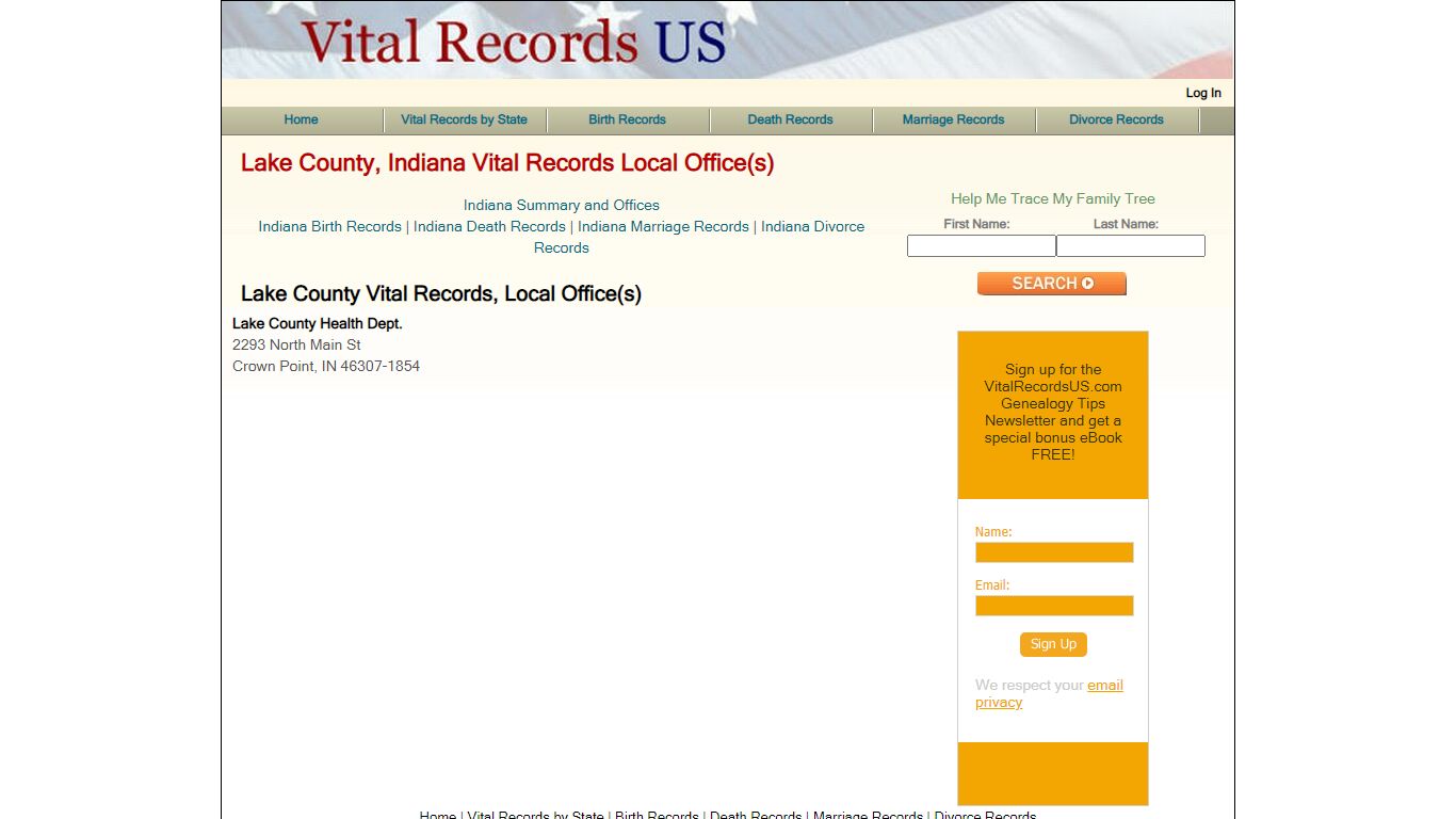 Lake County, Indiana Vital Records Local Office(s) - Vital ...